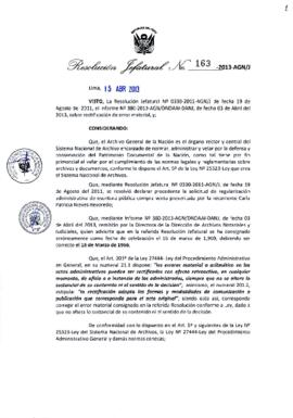 Resolución Jefatural N° 163-2013-AGN/J