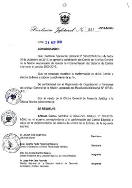 Resolución Jefatural N° 582-2010-AGN/J