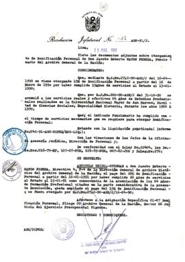 Resolución Jefatural N° 091-1991/AGN/J