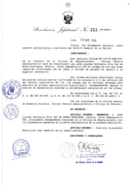 Resolución Jefatural N° 211-1999/AGN/J