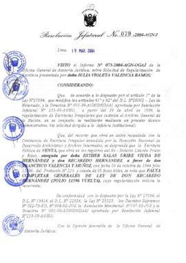 Resolución Jefatural N° 079-2004-AGN/J