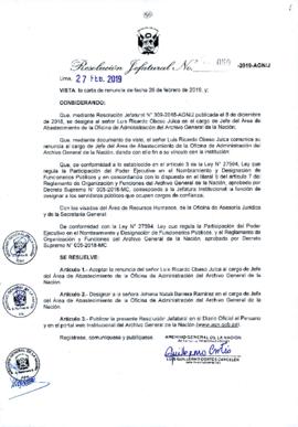 Resolución Jefatural N° 050-2019-AGN/J