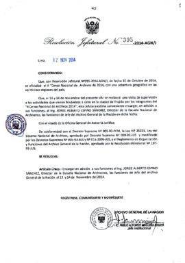 Resolución Jefatural N° 395-2014-AGN/J