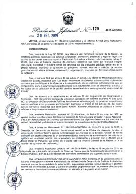 Resolución Jefatural N° 179-2019-AGN/J