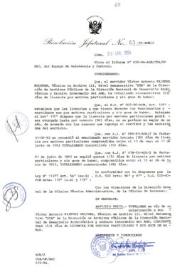 Resolución Jefatural N° 063-1994/AGN/J