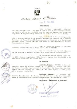 Resolución Jefatural N° 082-1991/AGN/J