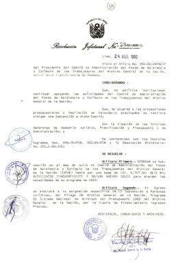 Resolución Jefatural N° 158-1992/AGN/J