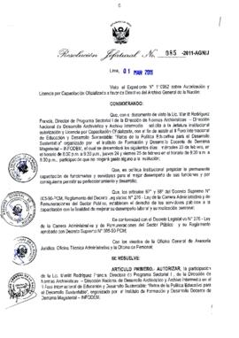 Resolución Jefatural N° 085-2011-AGN/J