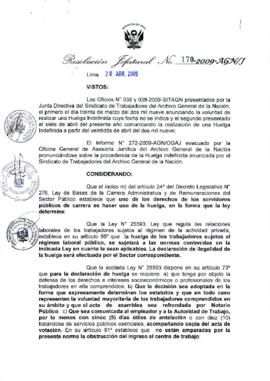 Resolución Jefatural N° 170-2009-AGN/J