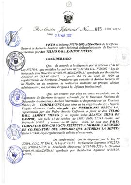 Resolución Jefatural N° 085-2002/AGN/J