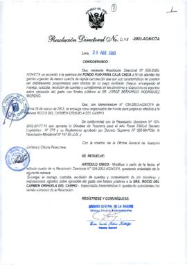 Resolución Directoral N° 014-2003-AGN/OTA