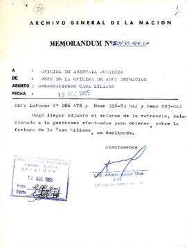 MEMORANDUM 524-85-AGN-OA