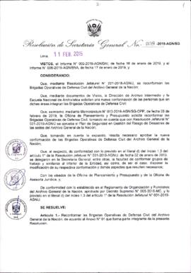 Resolución de Secretaría General N° 009-2019-AGN/SG
