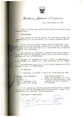 Resolución Jefatural N° 033-1982/AGN/J