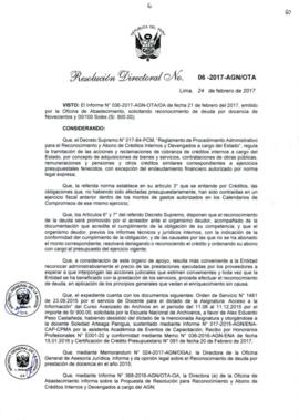 Resolución Directoral N° 006-2017-AGN/OTA