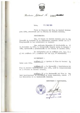 Resolución Jefatural N° 002-1984/AGN/J