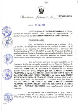 Resolución Jefatural N° 172-2003-AGN/J