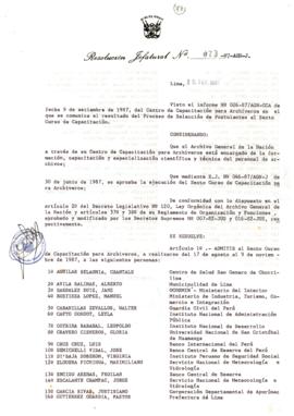 Resolución Jefatural N° 073-1987/AGN/J