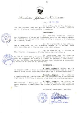 Resolución Jefatural N° 034-1994/AGN/J