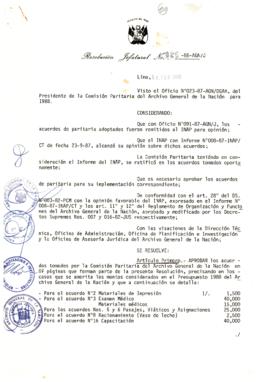Resolución Jefatural N° 020-1988/AGN/J