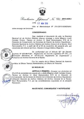 Resolución Jefatural N° 560-2010-AGN/J