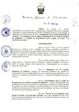 Resolución Jefatural N° 171-2001/AGN/J