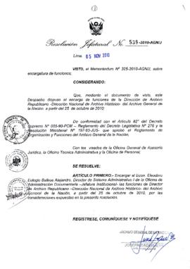 Resolución Jefatural N° 539-2010-AGN/J