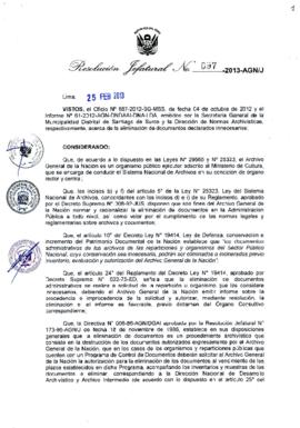 Resolución Jefatural N° 097-2013-AGN/J