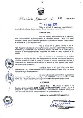 Resolución Jefatural N° 033-2016-AGN/J