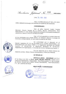 Resolución Jefatural N° 055-2003-AGN/J
