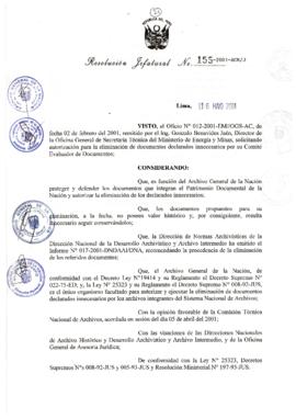 Resolución Jefatural N° 155-2001/AGN/J