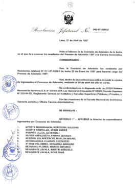 Resolución Jefatural N° 042-1997/AGN/J