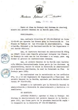 Resolución Jefatural N° 103-1991/AGN/J