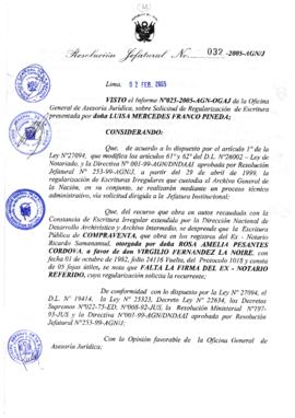 Resolución Jefatural N° 032-2005-AGN/J