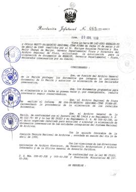 Resolución Jefatural N° 065-1999/AGN/J