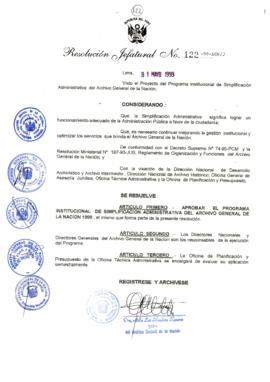 Resolución Jefatural N° 122-1999/AGN/J