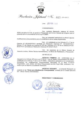 Resolución Jefatural N° 023-1999/AGN/J
