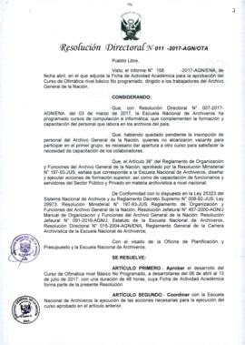 Resolución Directoral N° 011-2017-AGN/OTA
