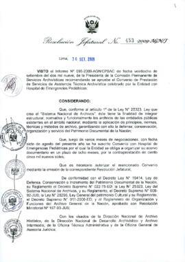 Resolución Jefatural N° 453-2009-AGN/J