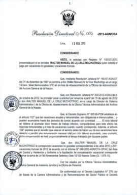 Resolución Directoral N° 006-2013-AGN/OTA
