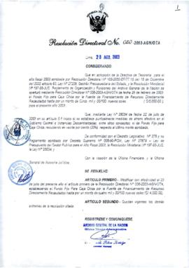Resolución Directoral N° 020-2003-AGN/OTA