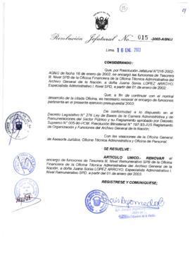 Resolución Jefatural N° 015-2003-AGN/J