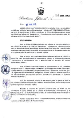 Resolución Jefatural N° 056-2015-AGN/J