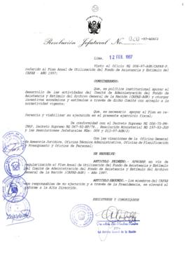 Resolución Jefatural N° 020-1997/AGN/J