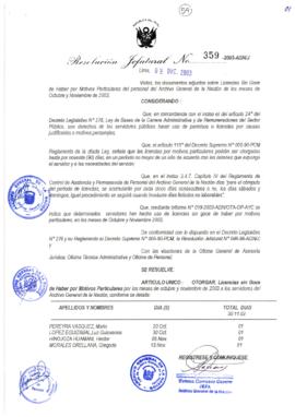 Resolución Jefatural N° 359-2003-AGN/J