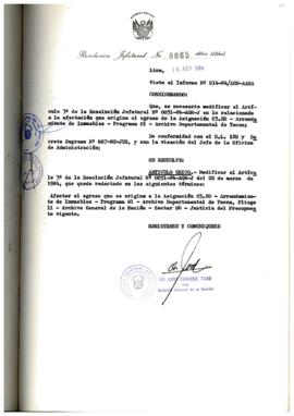 Resolución Jefatural N° 065-1984/AGN/J
