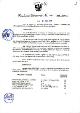 Resolución Directoral N° 070-2005-AGN/OTA