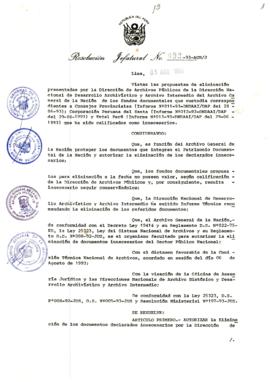 Resolución Jefatural N° 092-1993/AGN/J