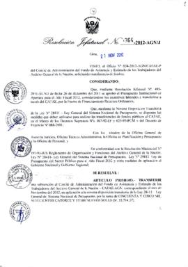 Resolución Jefatural N° 364-2012-AGN/J