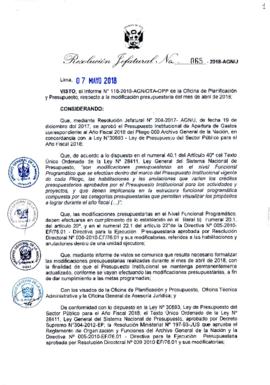 Resolución Jefatural N° 065-2018-AGN/J